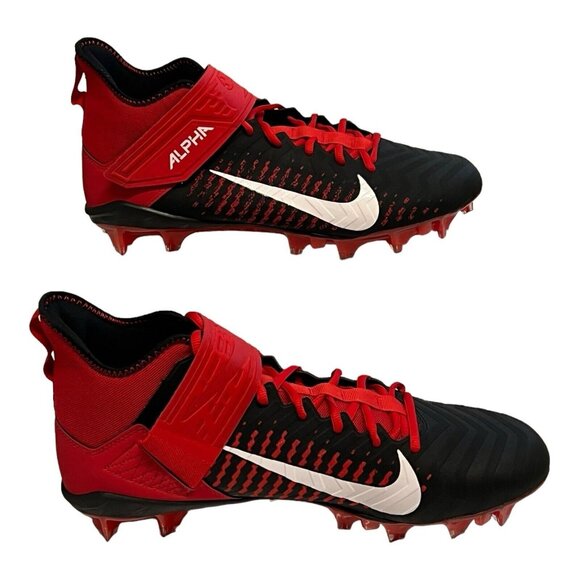 Nike Men’s Alpha Menace Pro 2 MID Football Cleats Black/Red Size 12 BV3945-600 - Picture 2 of 10
